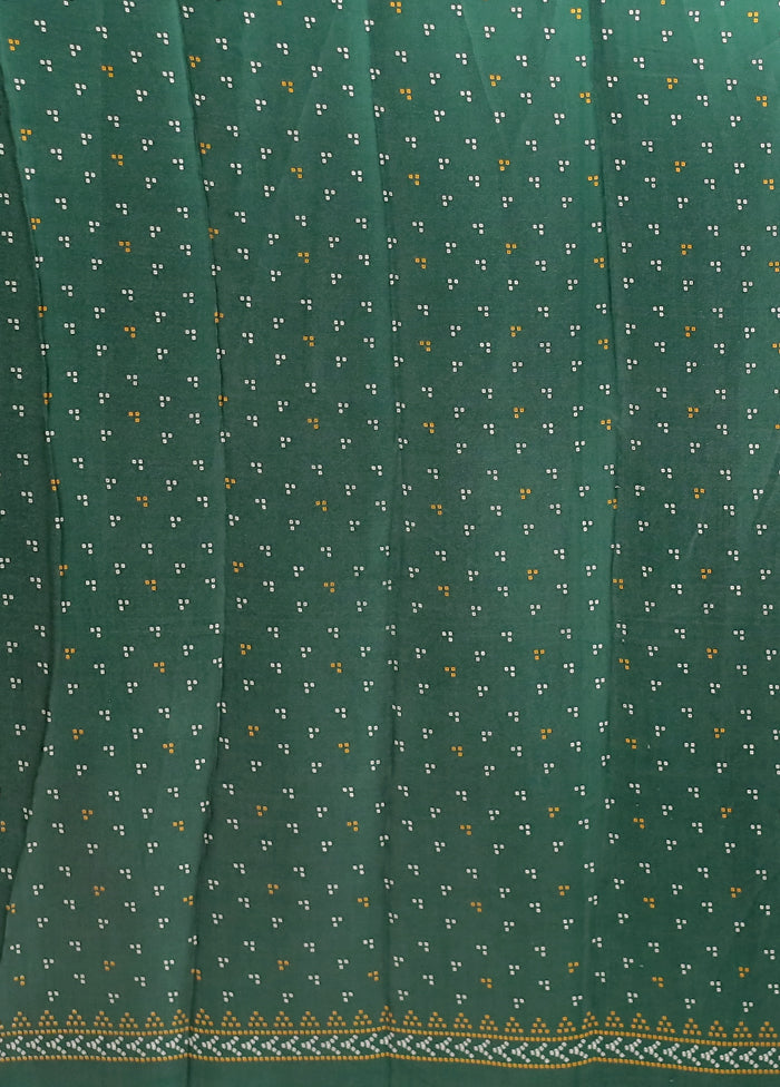 Green Printed Silk Saree Without Blouse Piece