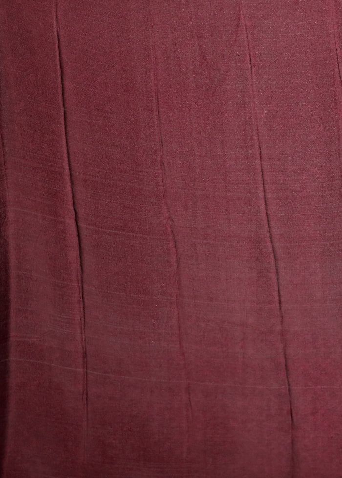 Maroon Printed Silk Saree Without Blouse Piece