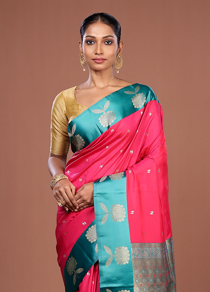 Pink Dupion Silk Saree With Blouse Piece
