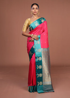 Pink Dupion Silk Saree With Blouse Piece