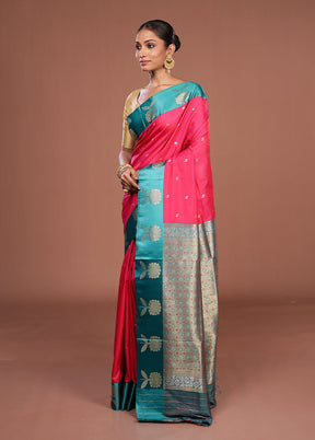 Pink Dupion Silk Saree With Blouse Piece