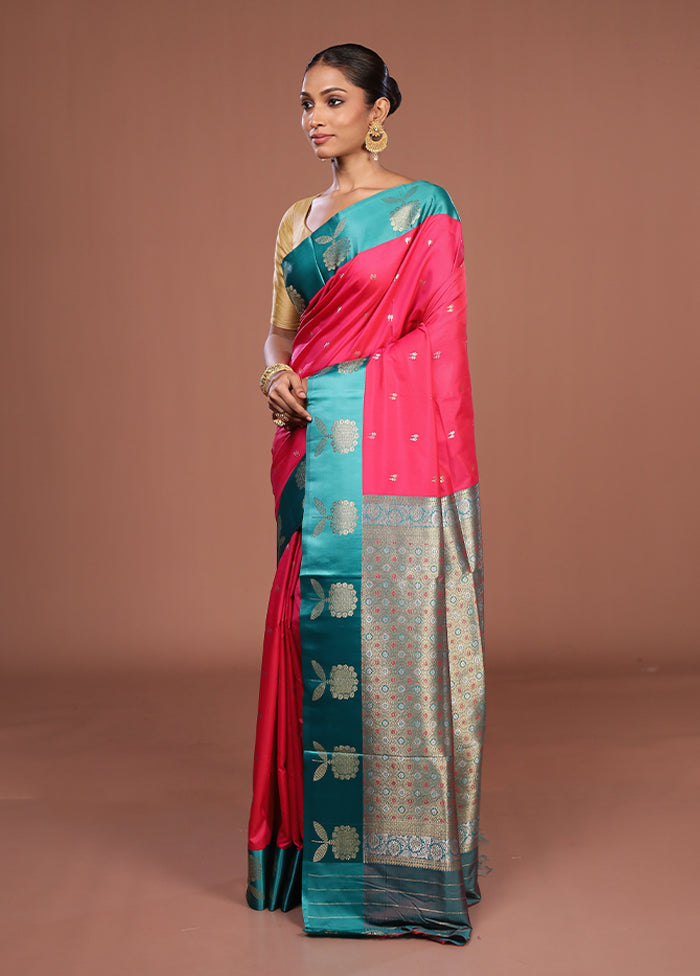 Pink Dupion Silk Saree With Blouse Piece