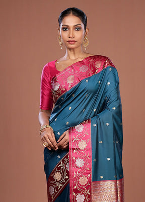 Green Dupion Silk Saree With Blouse Piece