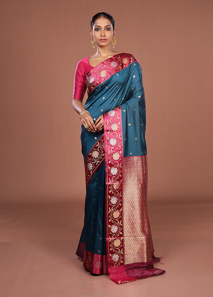 Green Dupion Silk Saree With Blouse Piece