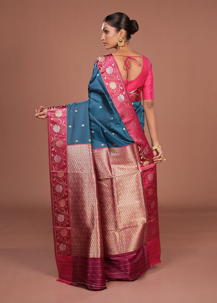 Green Dupion Silk Saree With Blouse Piece