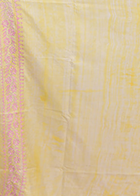 Yellow Kantha Stitch Silk Saree With Blouse Piece