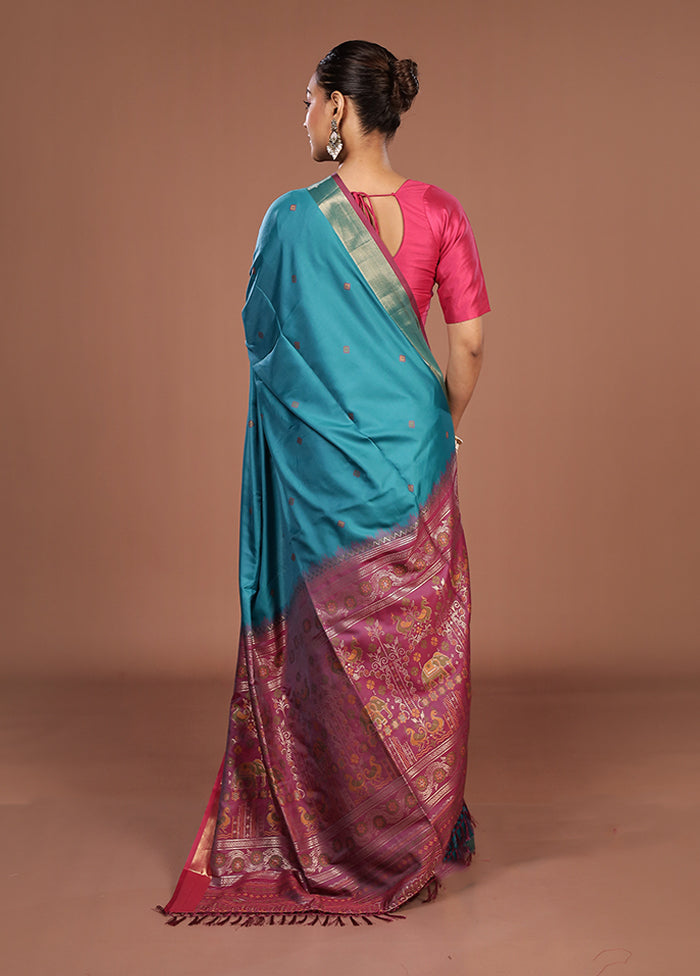 Green Dupion Silk Saree With Blouse Piece