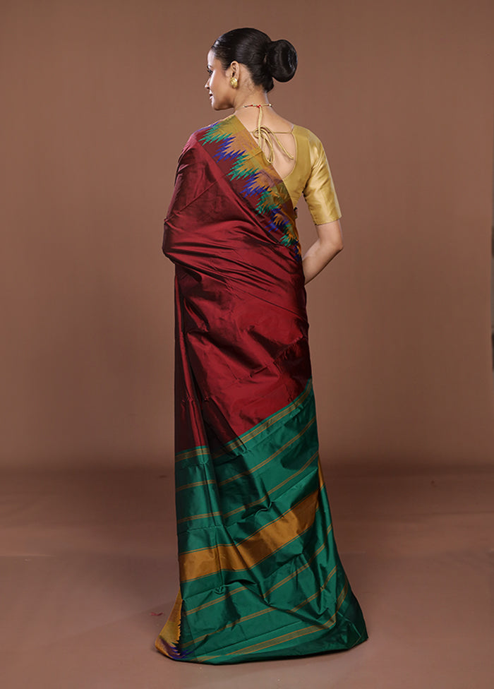 Maroon Kanjivaram Silk Saree With Blouse Piece
