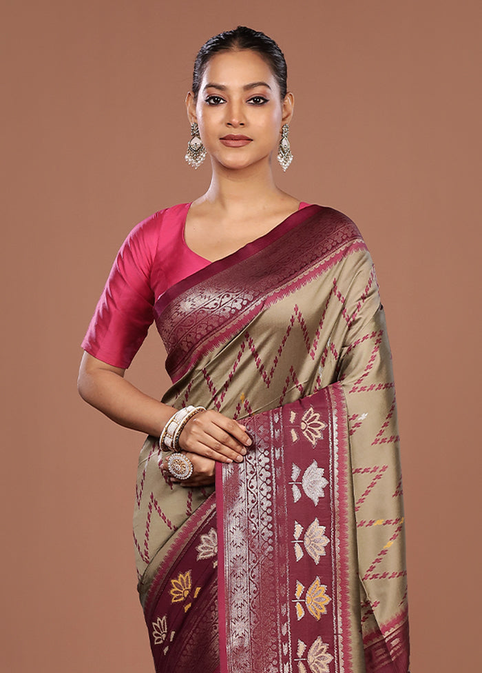 Cream Dupion Silk Saree With Blouse Piece