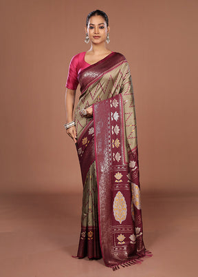 Cream Dupion Silk Saree With Blouse Piece