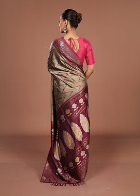 Cream Dupion Silk Saree With Blouse Piece