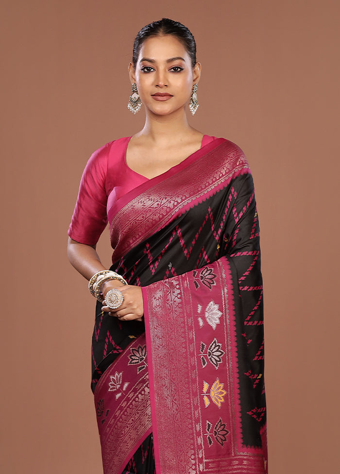 Black Dupion Silk Saree With Blouse Piece