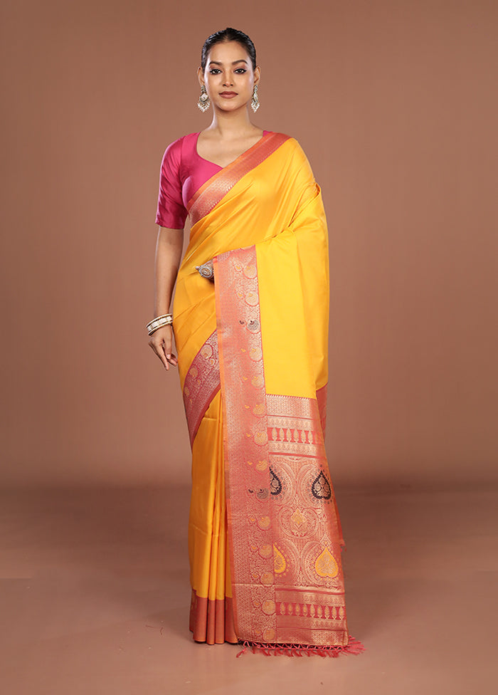 Orange Dupion Silk Saree With Blouse Piece