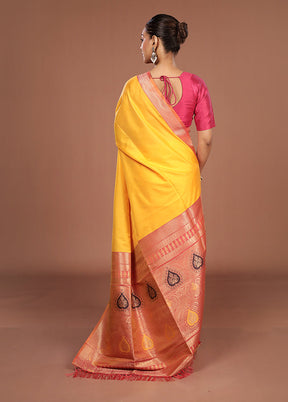 Orange Dupion Silk Saree With Blouse Piece