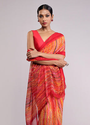 Yellow Chiffon Silk Saree With Blouse Piece