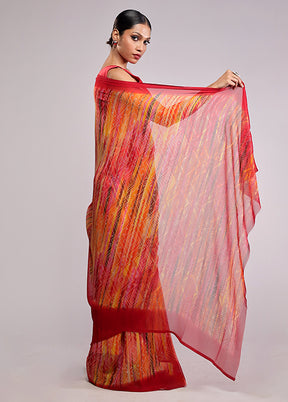 Yellow Chiffon Silk Saree With Blouse Piece