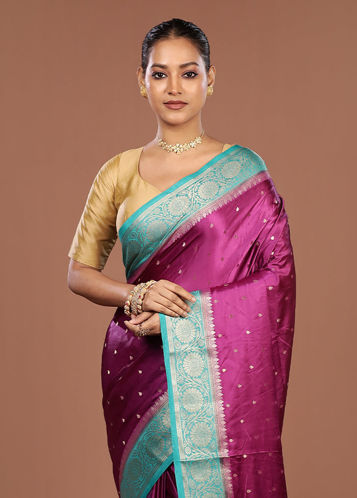Purple Dupion Silk Saree With Blouse Piece