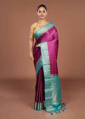 Purple Dupion Silk Saree With Blouse Piece