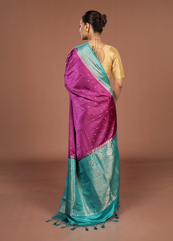 Purple Dupion Silk Saree With Blouse Piece