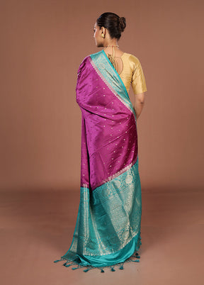 Purple Dupion Silk Saree With Blouse Piece