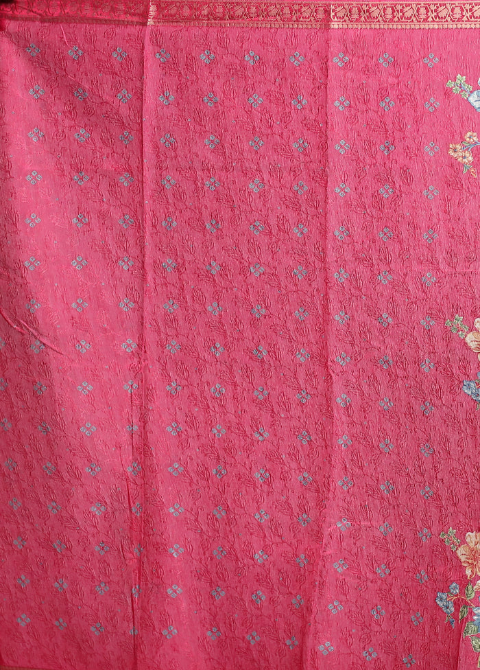 Pink Dupion Silk Saree With Blouse Piece