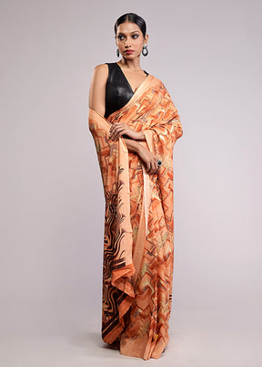 Yellow Chiffon Silk Saree With Blouse Piece