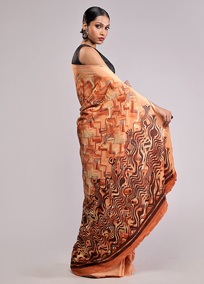 Yellow Chiffon Silk Saree With Blouse Piece