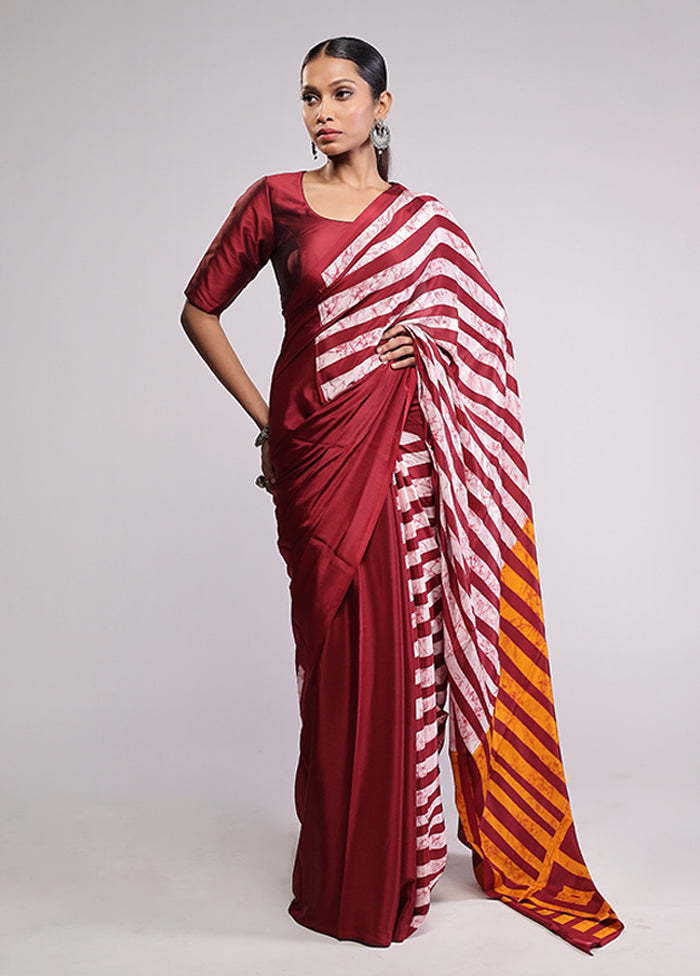 Red Chiffon Silk Saree With Blouse Piece