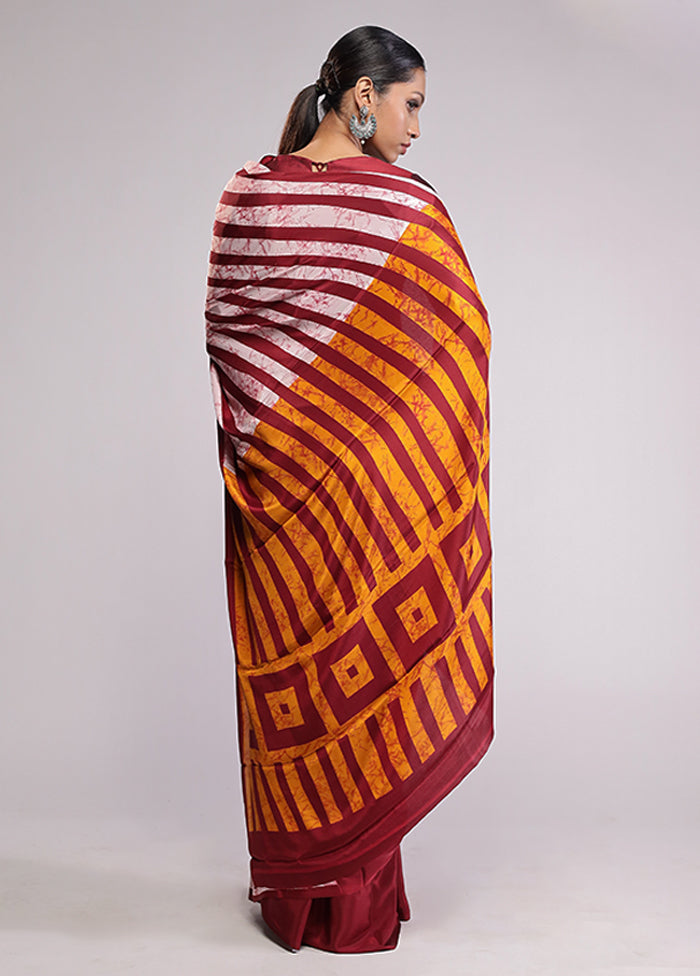 Red Chiffon Silk Saree With Blouse Piece