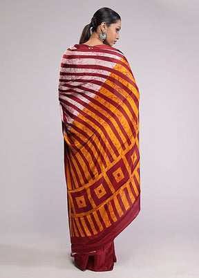 Red Chiffon Silk Saree With Blouse Piece