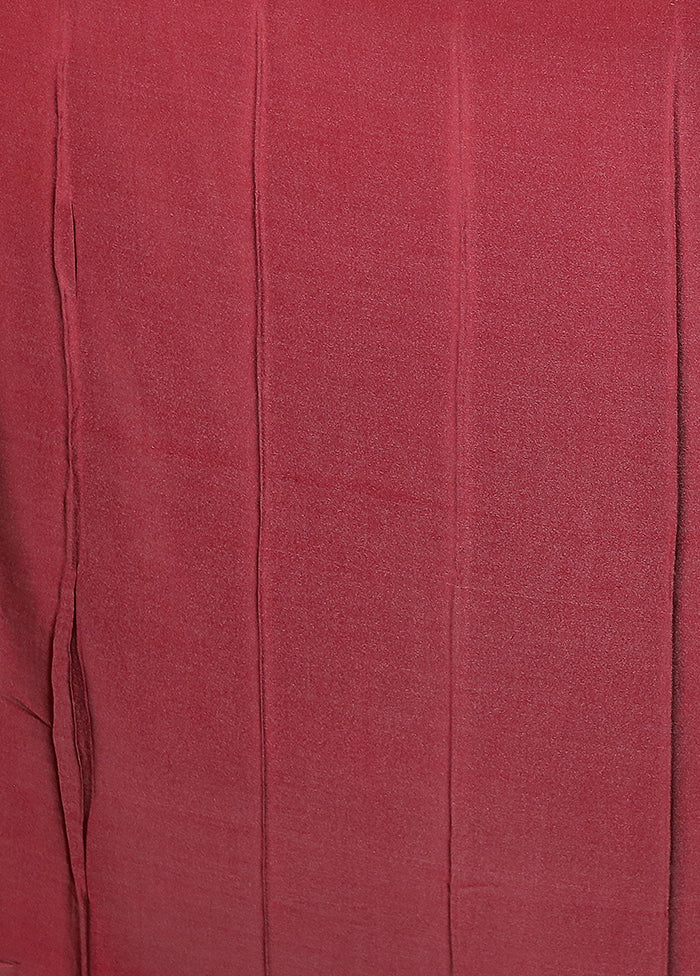 Red Chiffon Silk Saree With Blouse Piece