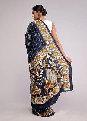 Blue Chiffon Silk Saree With Blouse Piece