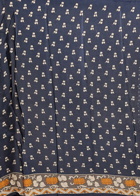 Blue Chiffon Silk Saree With Blouse Piece