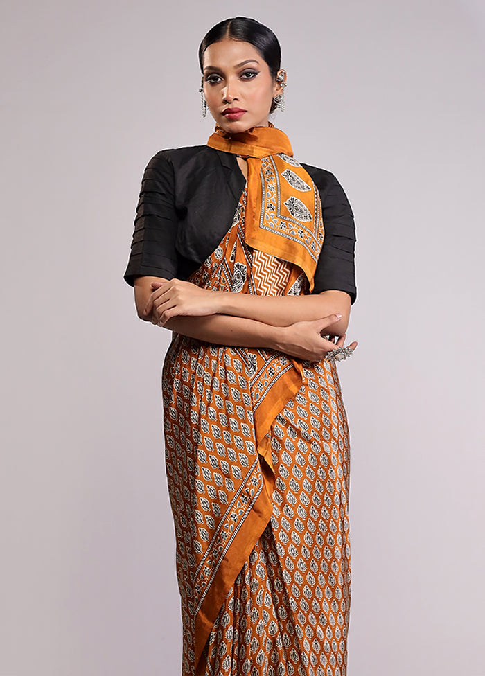 Yellow Chiffon Silk Saree With Blouse Piece