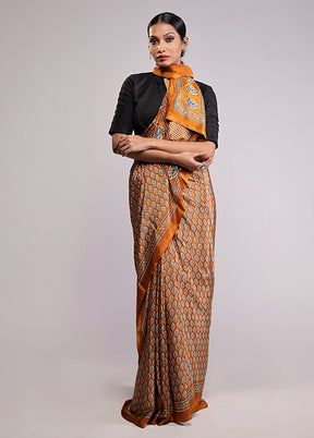 Yellow Chiffon Silk Saree With Blouse Piece