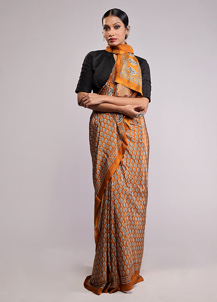 Yellow Chiffon Silk Saree With Blouse Piece