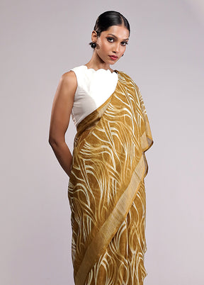 Green Chiffon Silk Saree With Blouse Piece