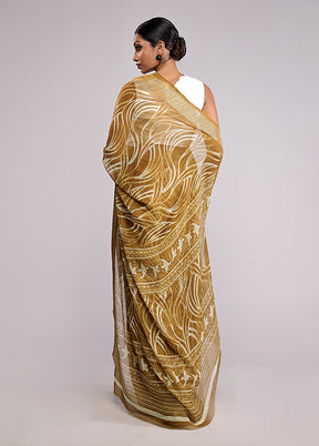 Green Chiffon Silk Saree With Blouse Piece