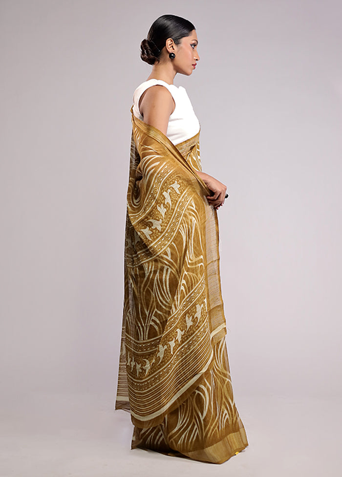 Green Chiffon Silk Saree With Blouse Piece