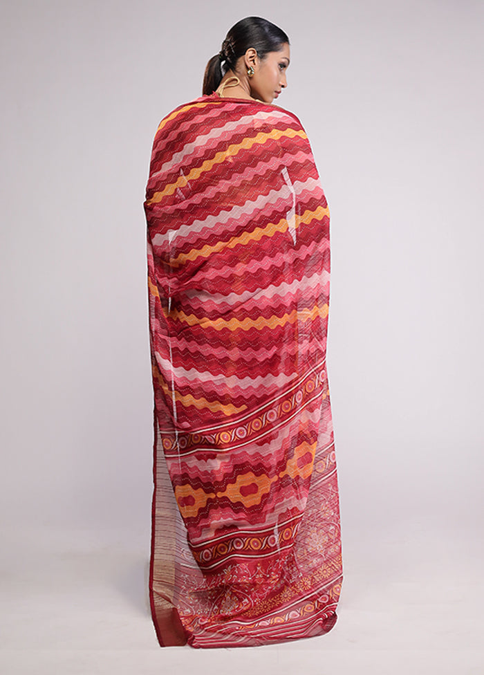 Pink Chiffon Silk Saree With Blouse Piece