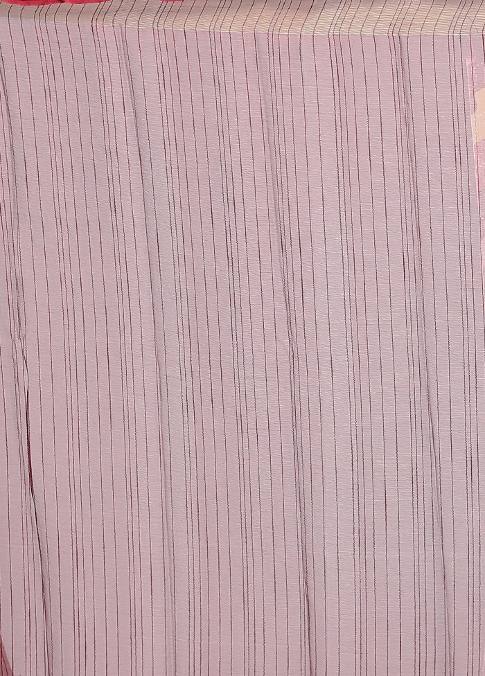 Pink Chiffon Silk Saree With Blouse Piece