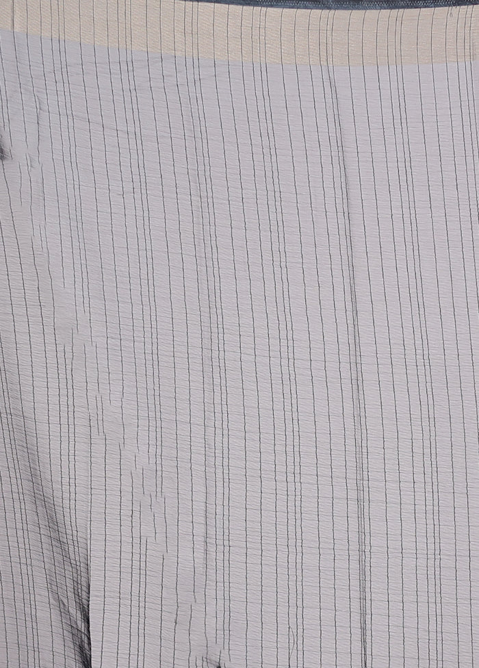 Grey Chiffon Silk Saree With Blouse Piece