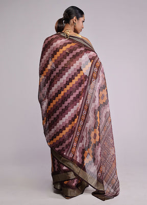 Purple Chiffon Silk Saree With Blouse Piece