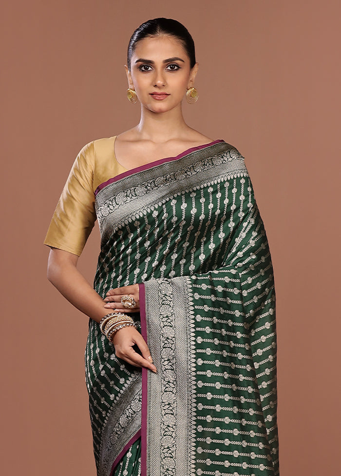Green Katan Silk Saree With Blouse Piece