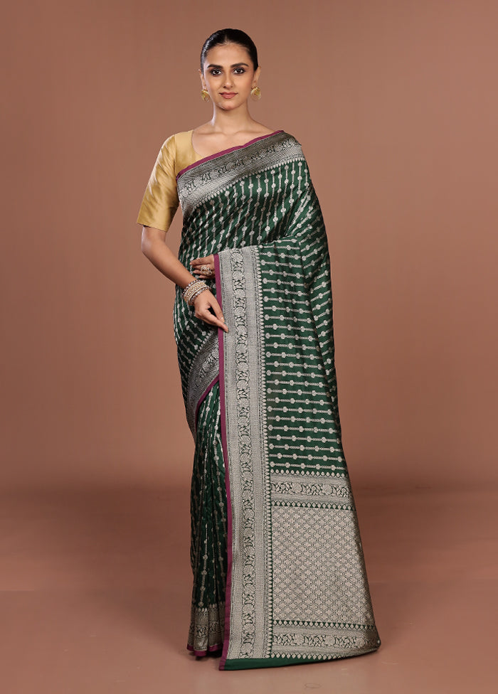 Green Katan Silk Saree With Blouse Piece