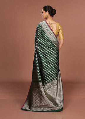 Green Katan Silk Saree With Blouse Piece