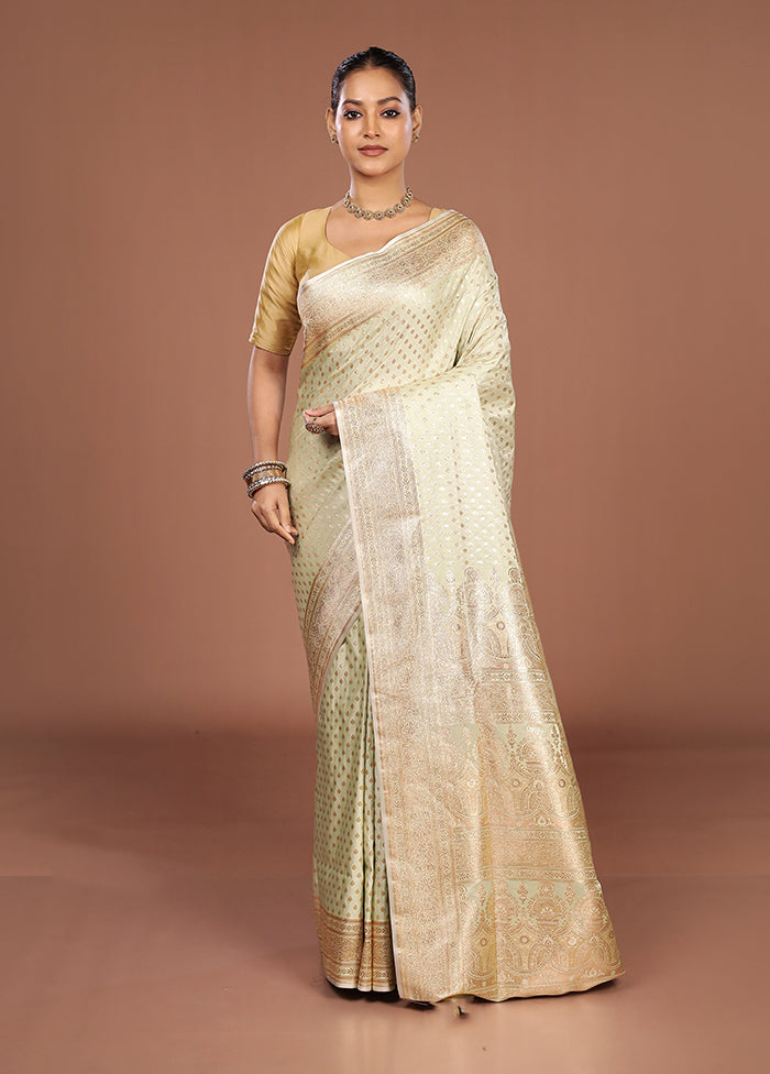 Green Banarasi Silk Saree With Blouse Piece