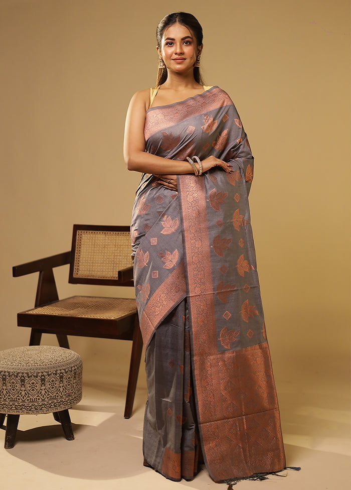 Purple Dupion Silk Saree With Blouse Piece