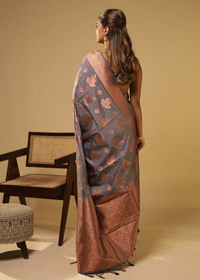 Purple Dupion Silk Saree With Blouse Piece