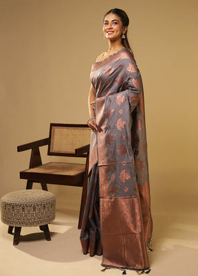 Purple Dupion Silk Saree With Blouse Piece
